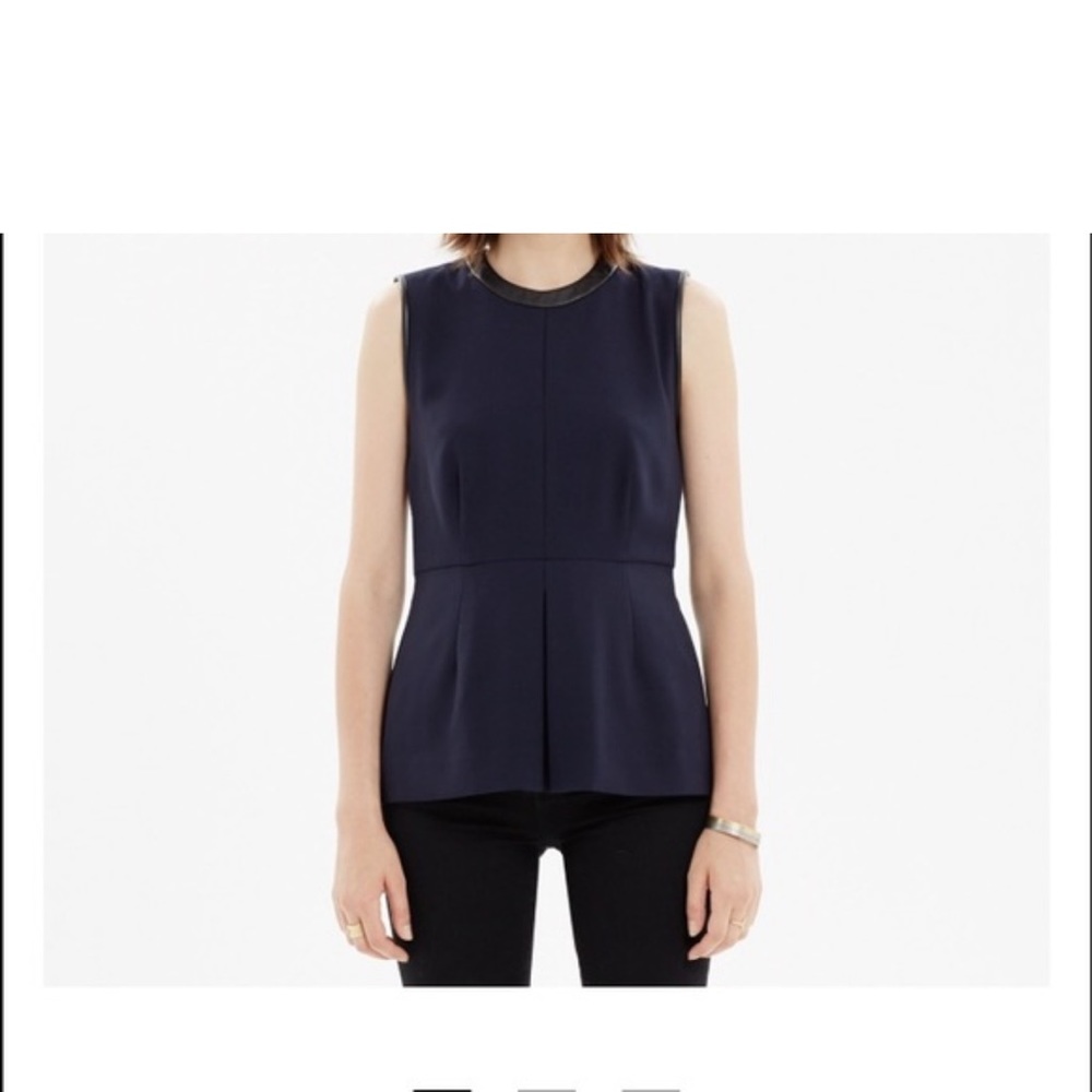 NWT Madewell navy leather trim peplum sleeveless